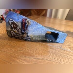 Hand-Painted Decorative Axe Head artist signed and dated 1992 farmhouse decor